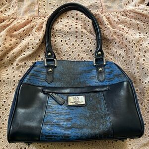 ORIGINAL BY SHARIF Sharif Couture BLUE SUEDE AND CROCODILE PRINT handbag